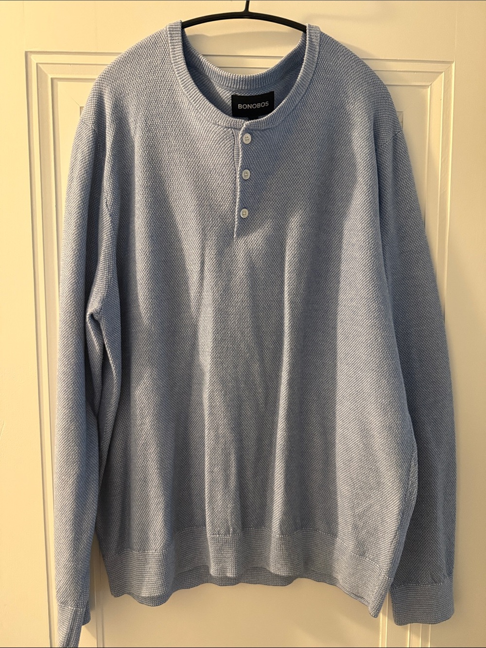 Bonobos Light Blue Crewneck Henley Sweater